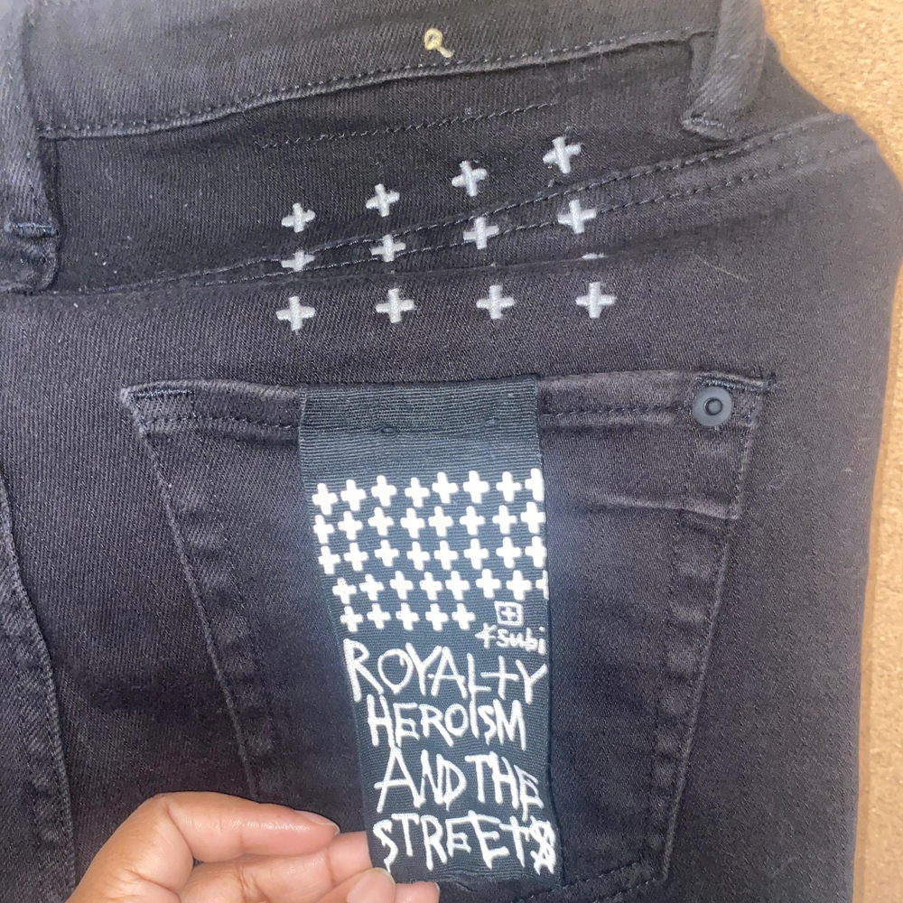 Ksubi Black Jeans with White Cross Graphics - Picture 5 of 10